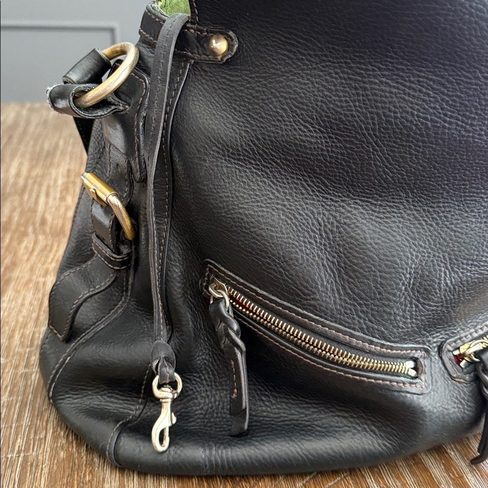 Dooney & Bourke Florentine Black Leather Foldover Tassle Large Crossbody Bag - Picture 13 of 16